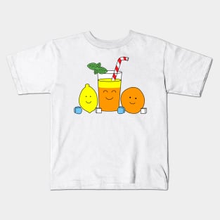 Cute Kawaii Lemonade team Lemon and orange fruit Kids T-Shirt